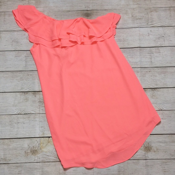 APT 9 Coral One-Shoulder Ruffle Dress M NWT - Picture 3 of 7